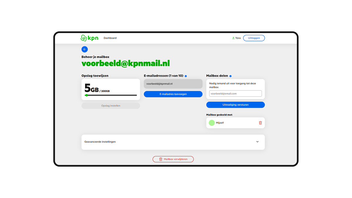 Homepage beheeromgeving Mail en Cloud