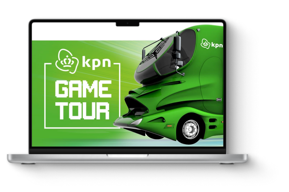 Laptop met op het scherm KPN Game Tour