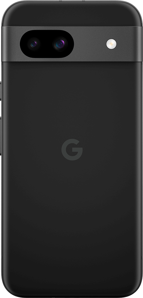 Achterkant van de zwarte Google Pixel 8a