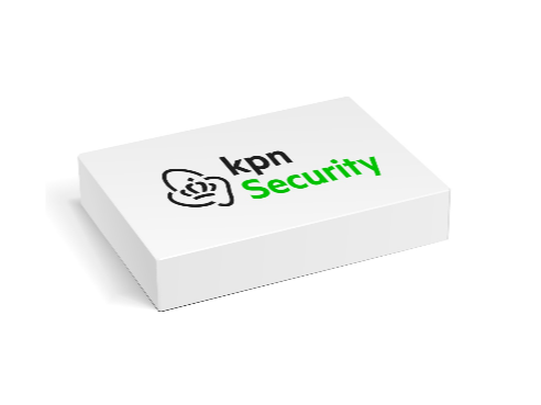Een doos met daarop de tekst 'KPN Security'
