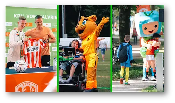 Compilatiebeeld van kinderen bij hun favoriete voetballers