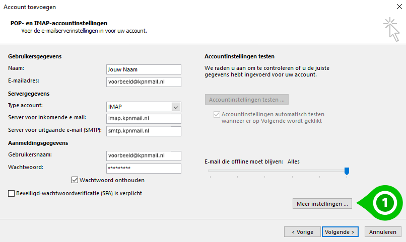 POP- en IMAP-instellingen in Outlook 2019