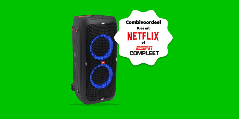 JBL Partybox 310 en Combivoordeel: Kies uit Netflix of ESPN Compleet cadeau.