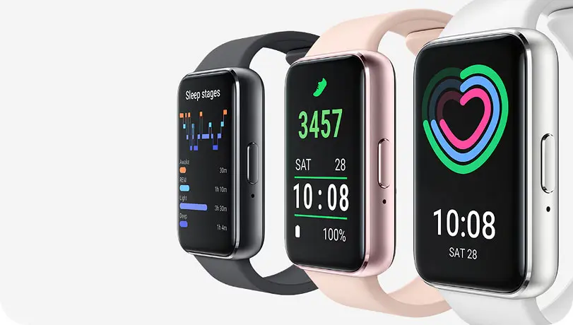 Galaxy Fit3 in het zwart, zilver en rose