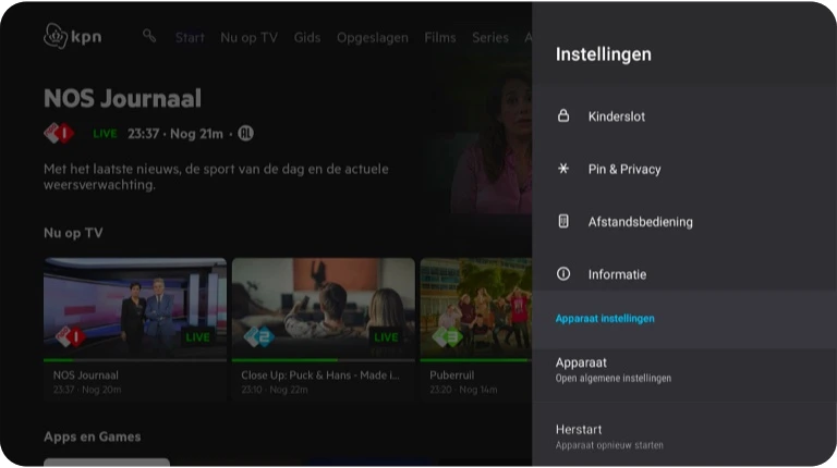 Apparaat instellingen - TV+ Box resetten