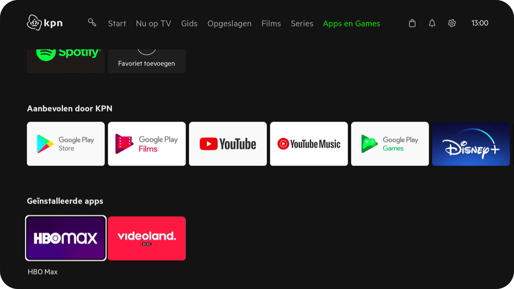 Geïnstalleerd - Apps op KPN TV