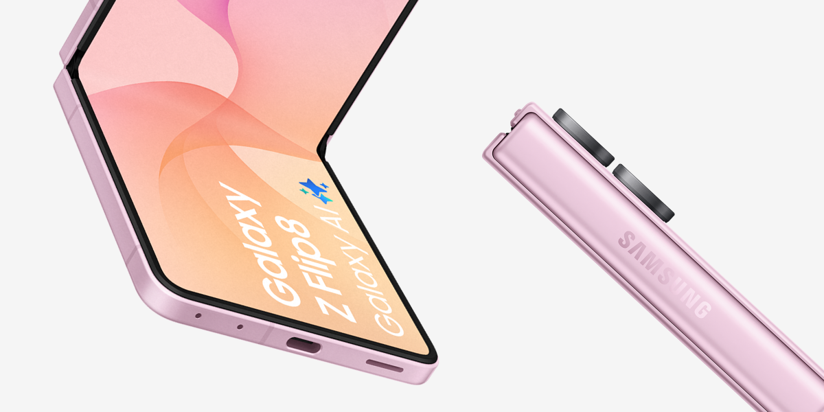 De voor- en zijkant van de roze Flip8