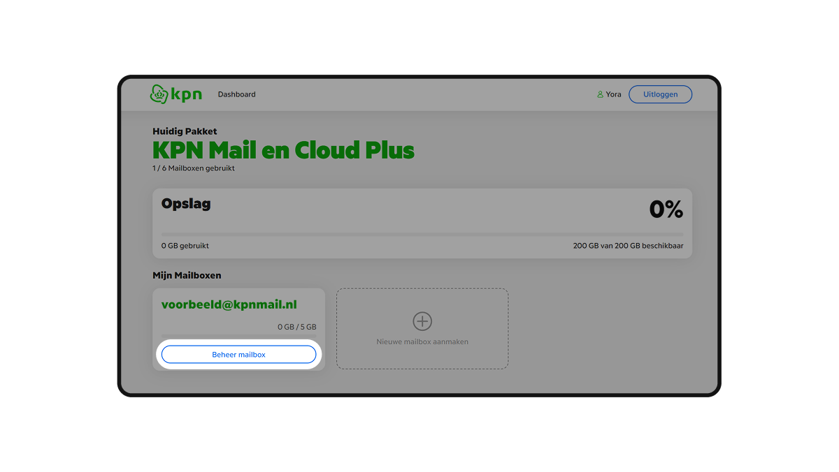 Stap 1: Log in en klik op Beheer mailbox