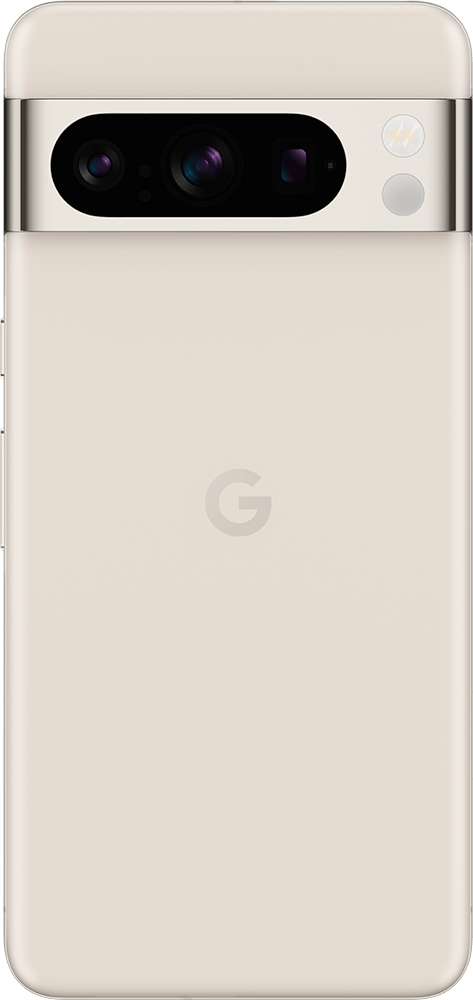 Achterkant van de beige Google Pixel 8 Pro