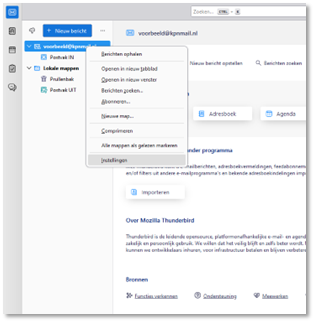 Mozilla Thunderbird - openen