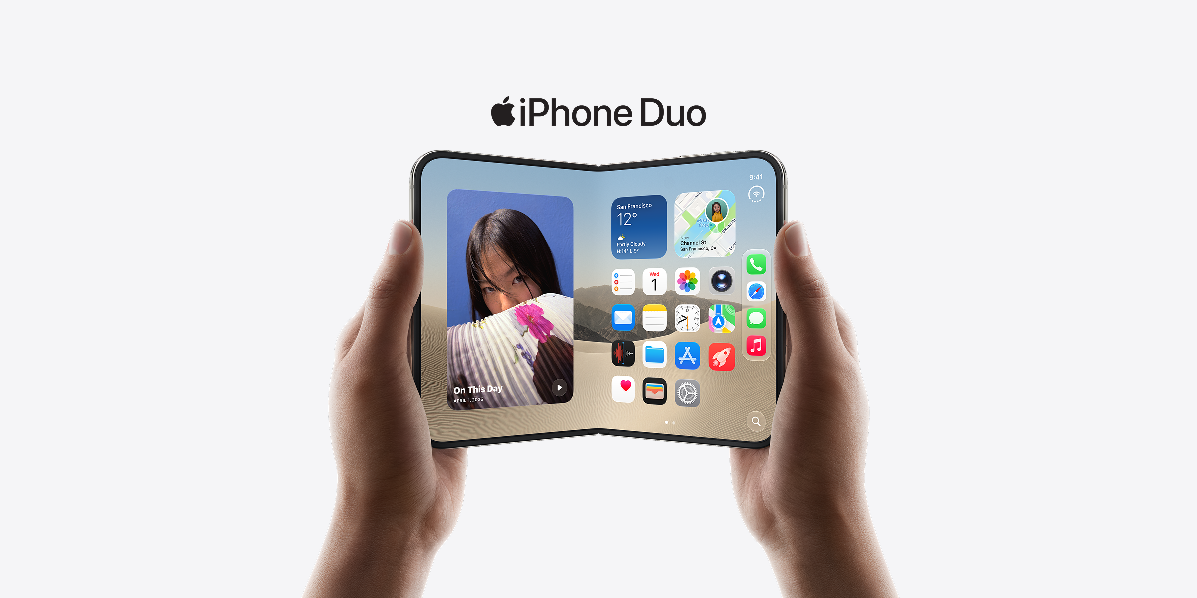 Witte iPhone Duo opengevouwen