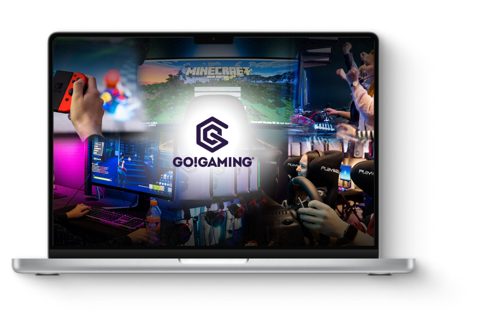 Laptopscherm met het Go!Gaming logo