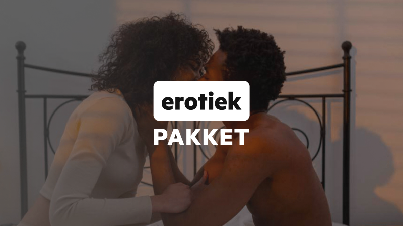 Erotiek Pakket logo met 2 zoendende mensen op de achtergrond