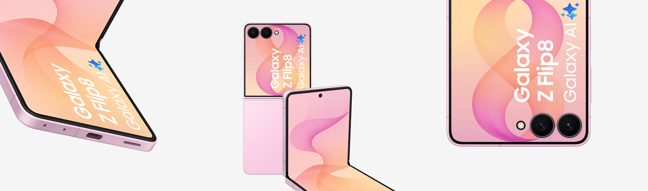 De achterkant, zijkant en voorkant van de donkerpaarse Galaxy S26