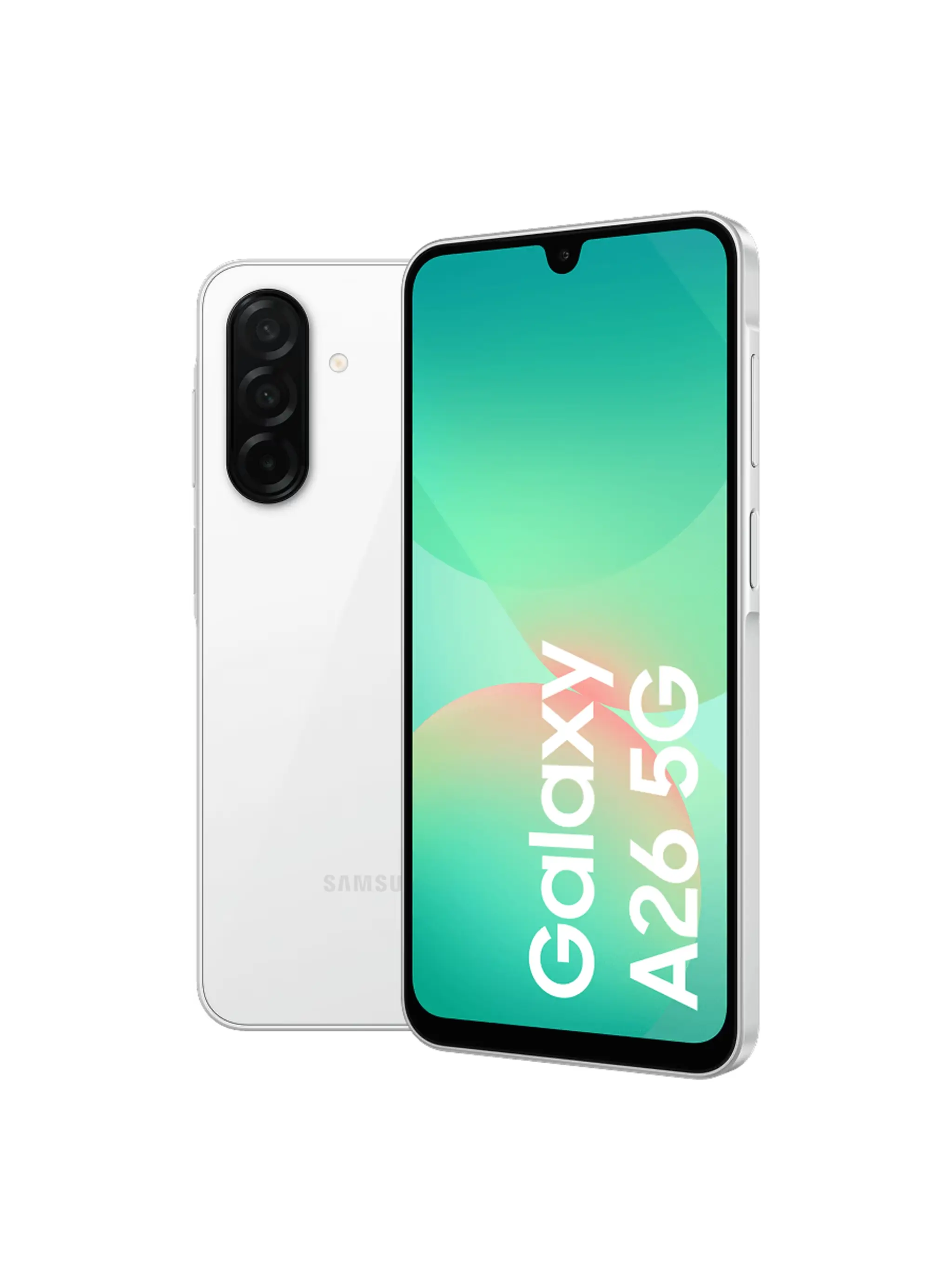 Voorkant en achterkant van de Samsung Galaxy A26