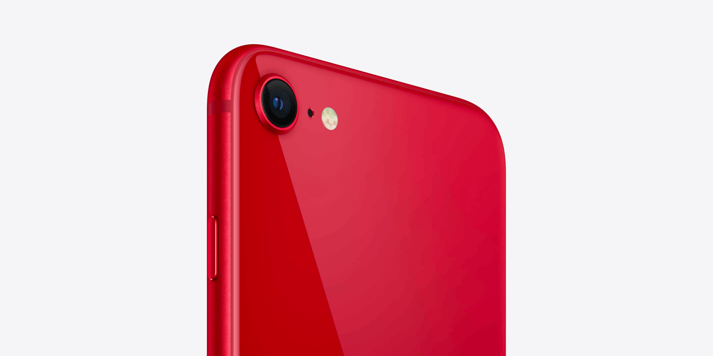 Achterkant van een rode iPhone SE