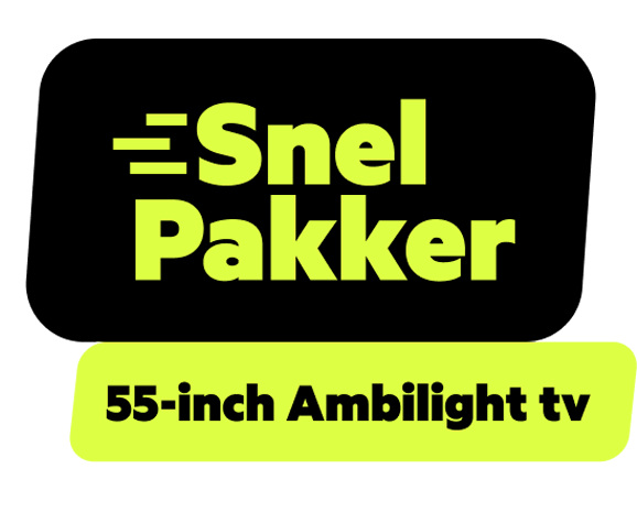 Tekstwolk met de tekst: 'SnelPakker: 55-inch Ambilight tv'