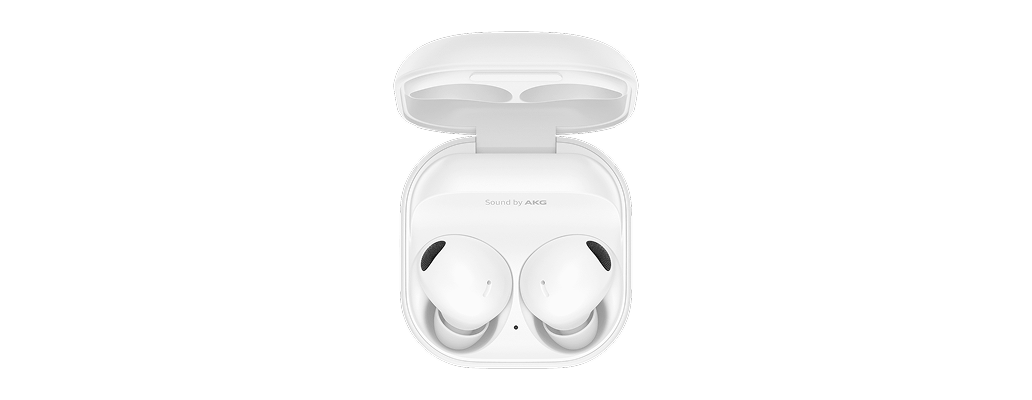 De Samsung Galaxy Buds2 in een wit doosje