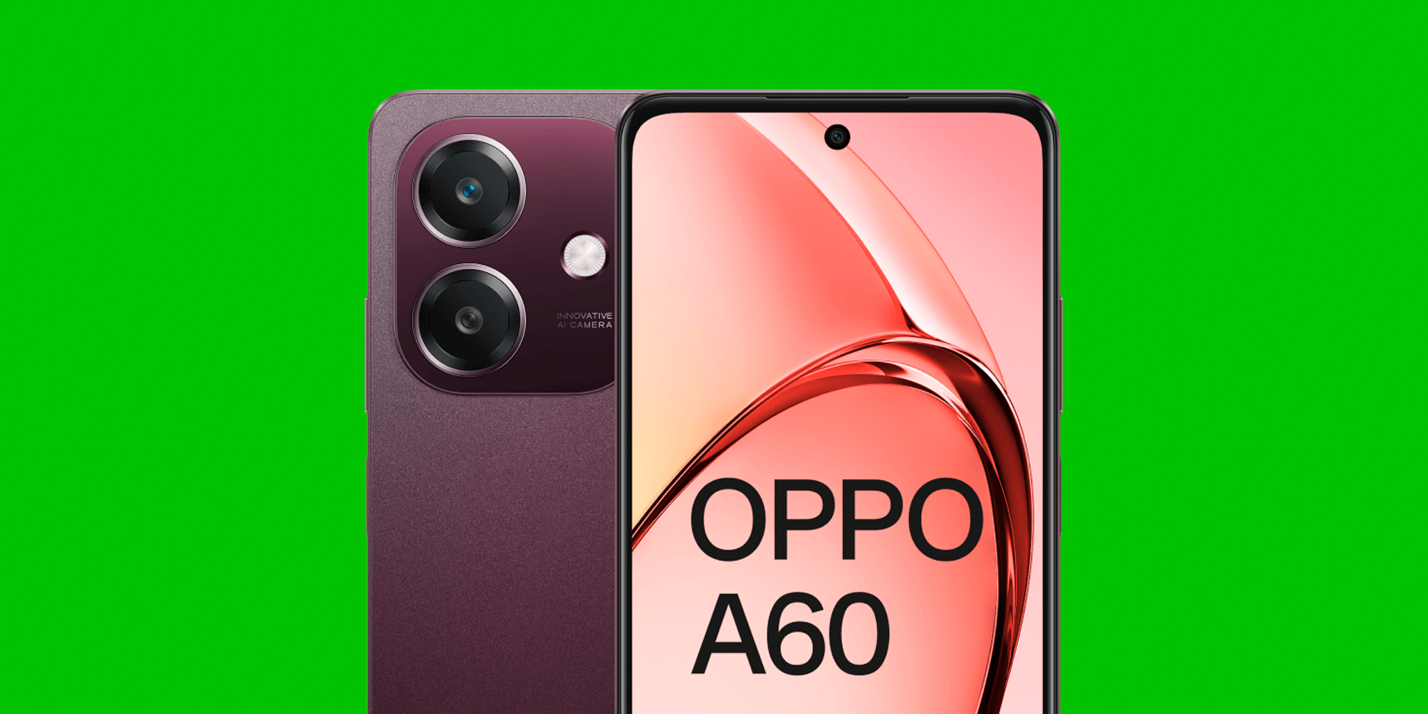 OPPO A60 met groene achtergrond