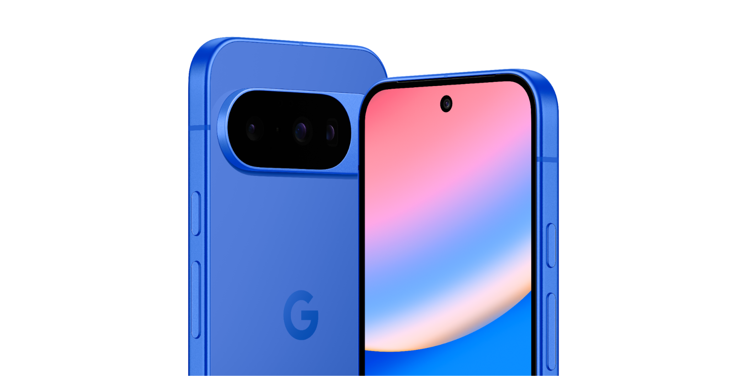 Bovenste helft van de Google Pixel 10 voor- en achterkant