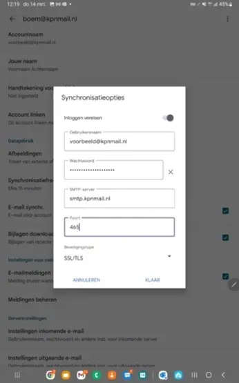 Veilige e-mailinstellingen - Android voor Gmail - stap 6