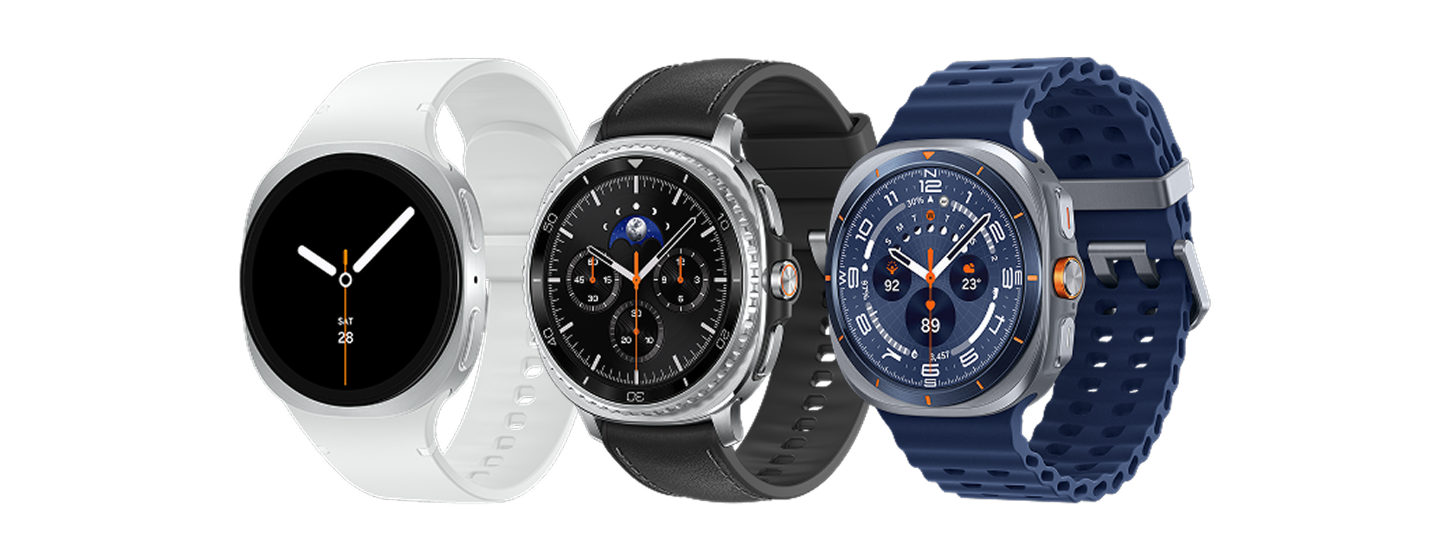 Afbeelding van de Samsung Galaxy Watches op een rij