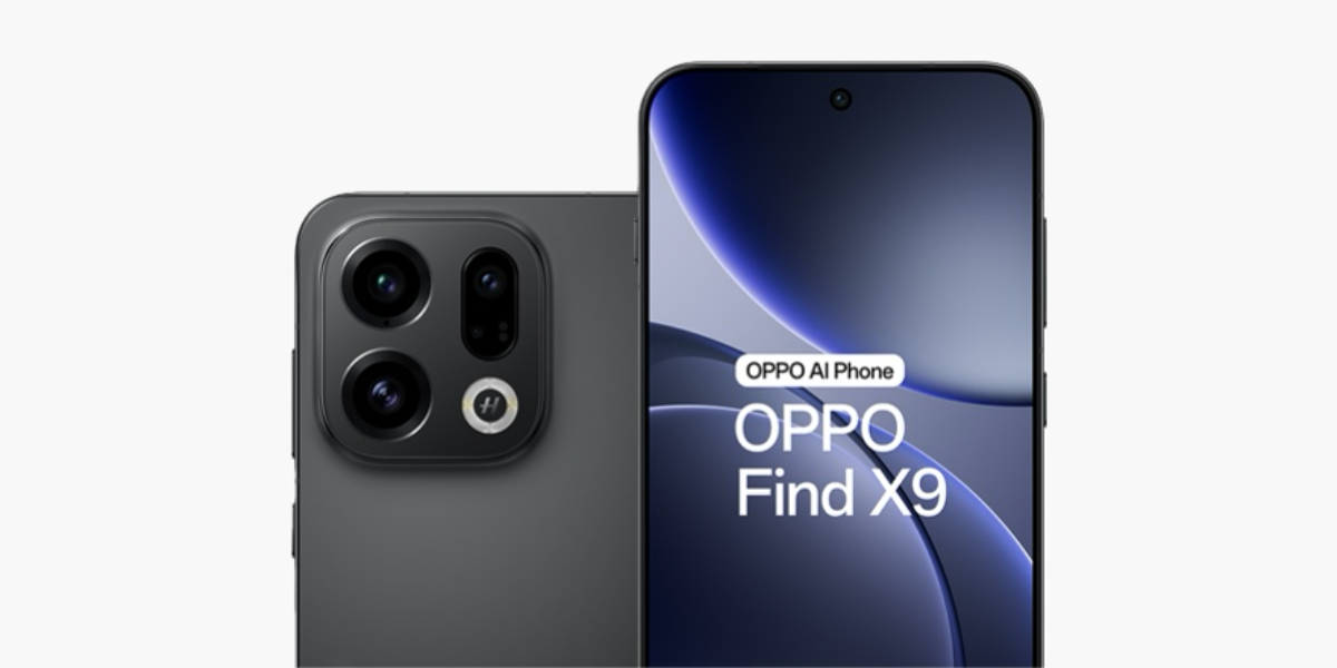 De achterkant en de voorkant van de OPPO Find X9