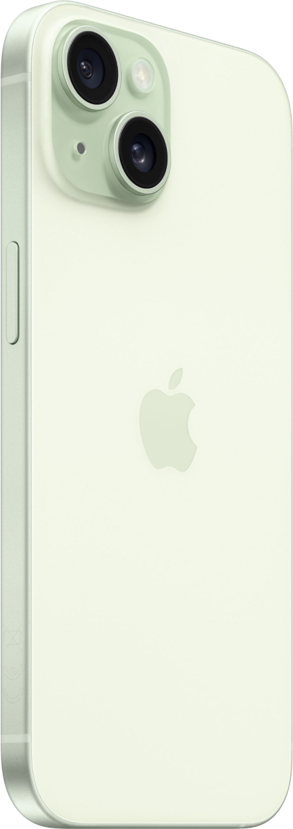 Achterkant van een groene iPhone 15