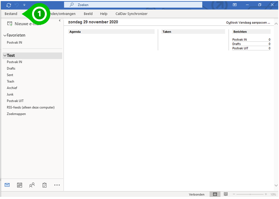 Openingsscherm Outlook 2019
