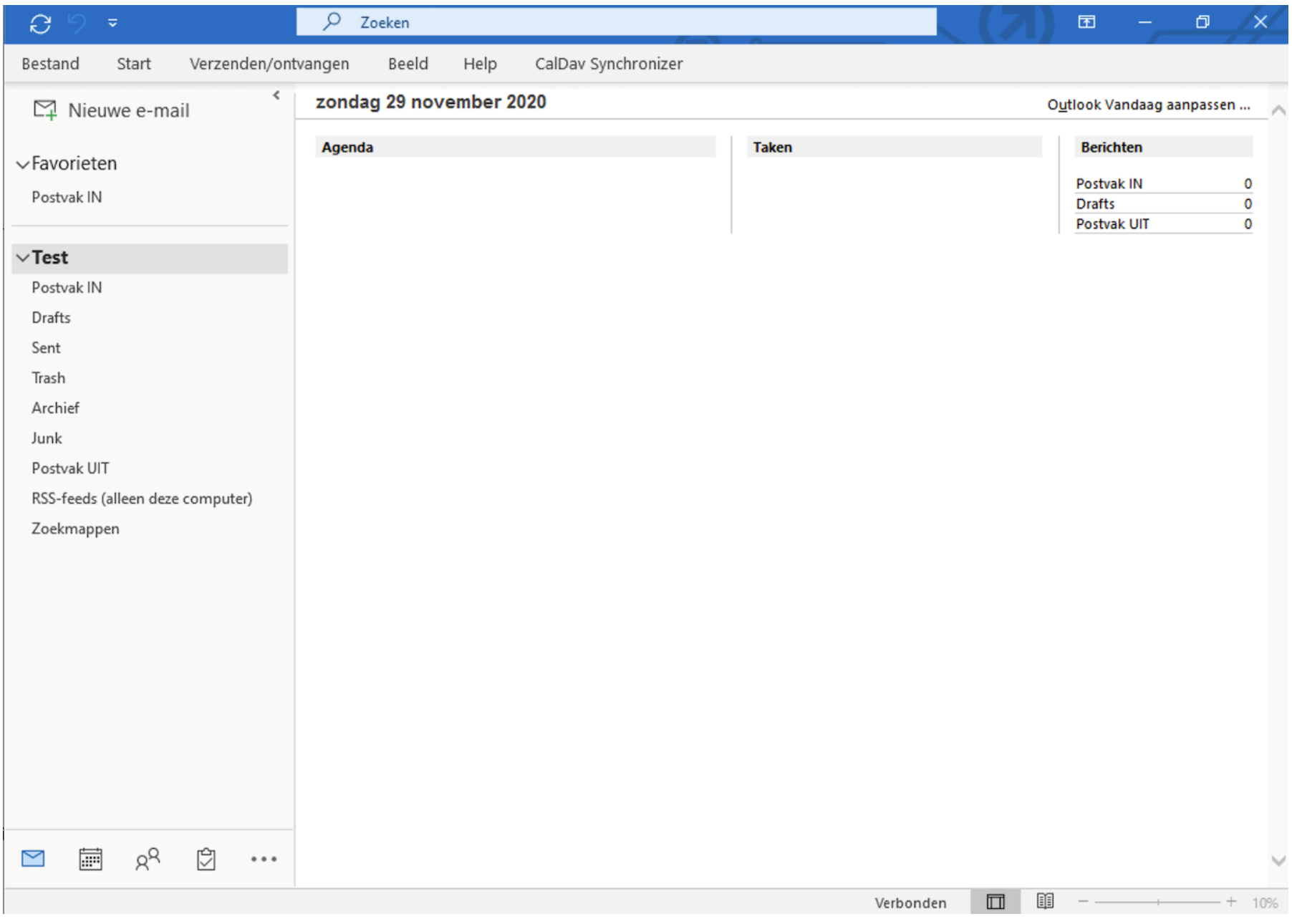 Openingsscherm Outlook 2019