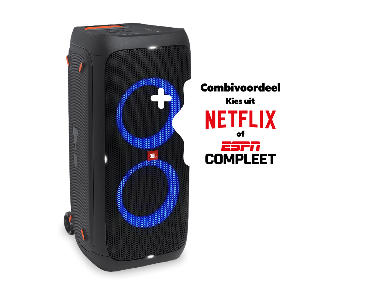 JBL Partybox 310 Black. Combineer Internet en TV met Mobiel en krijg Netflix of ESPN Compleet cadeau