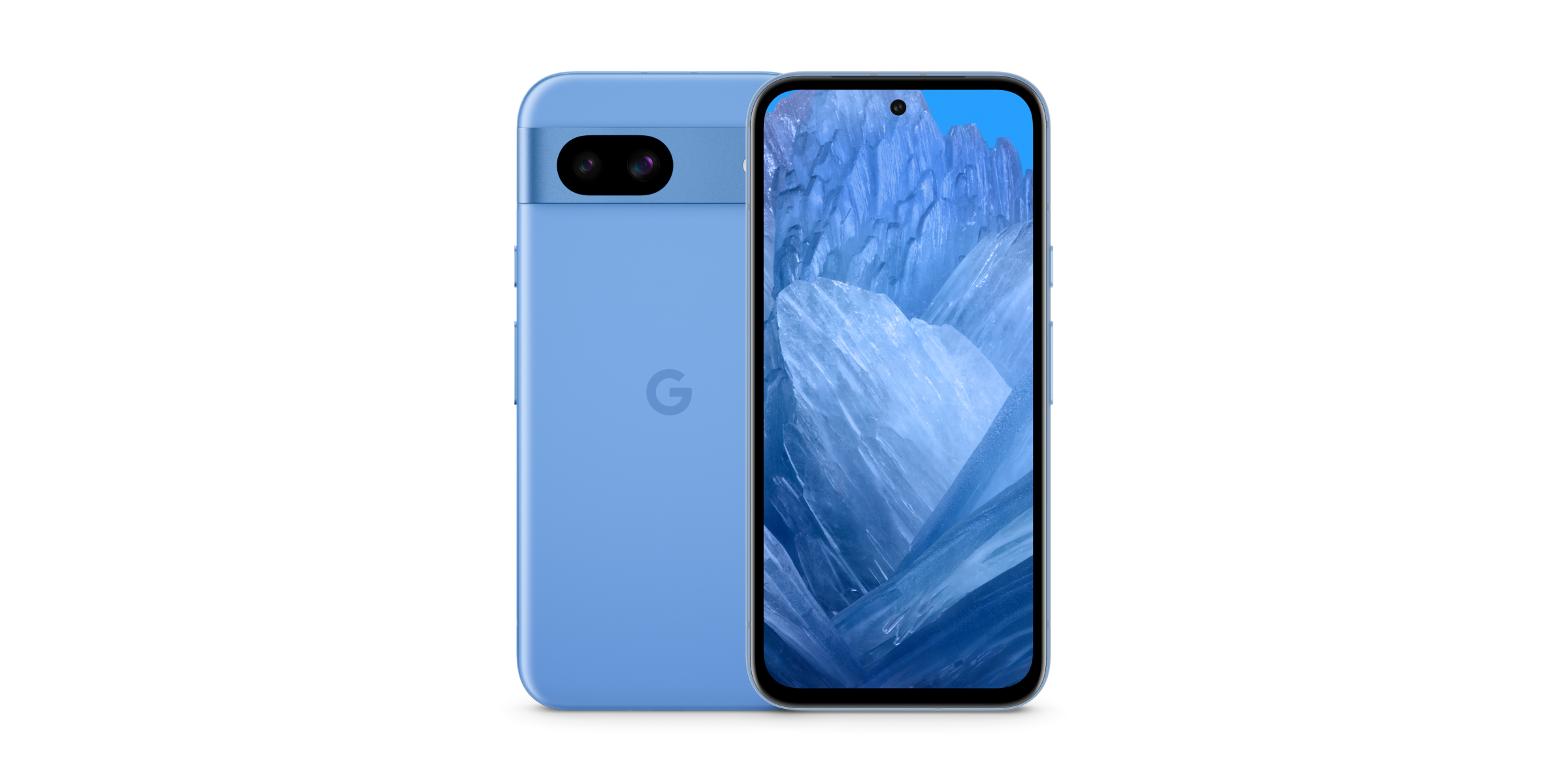 Voor- en achterkant Google Pixel 8a blauw