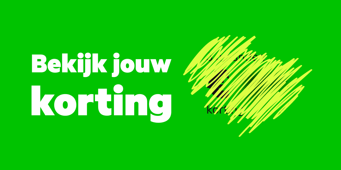 Doorgekraste aanbieding met ernaast de tekst Bekijk jouw korting