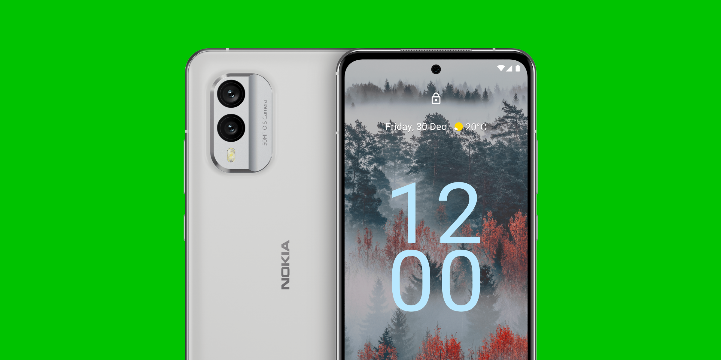 Nokia X30 op een groene achtergrond