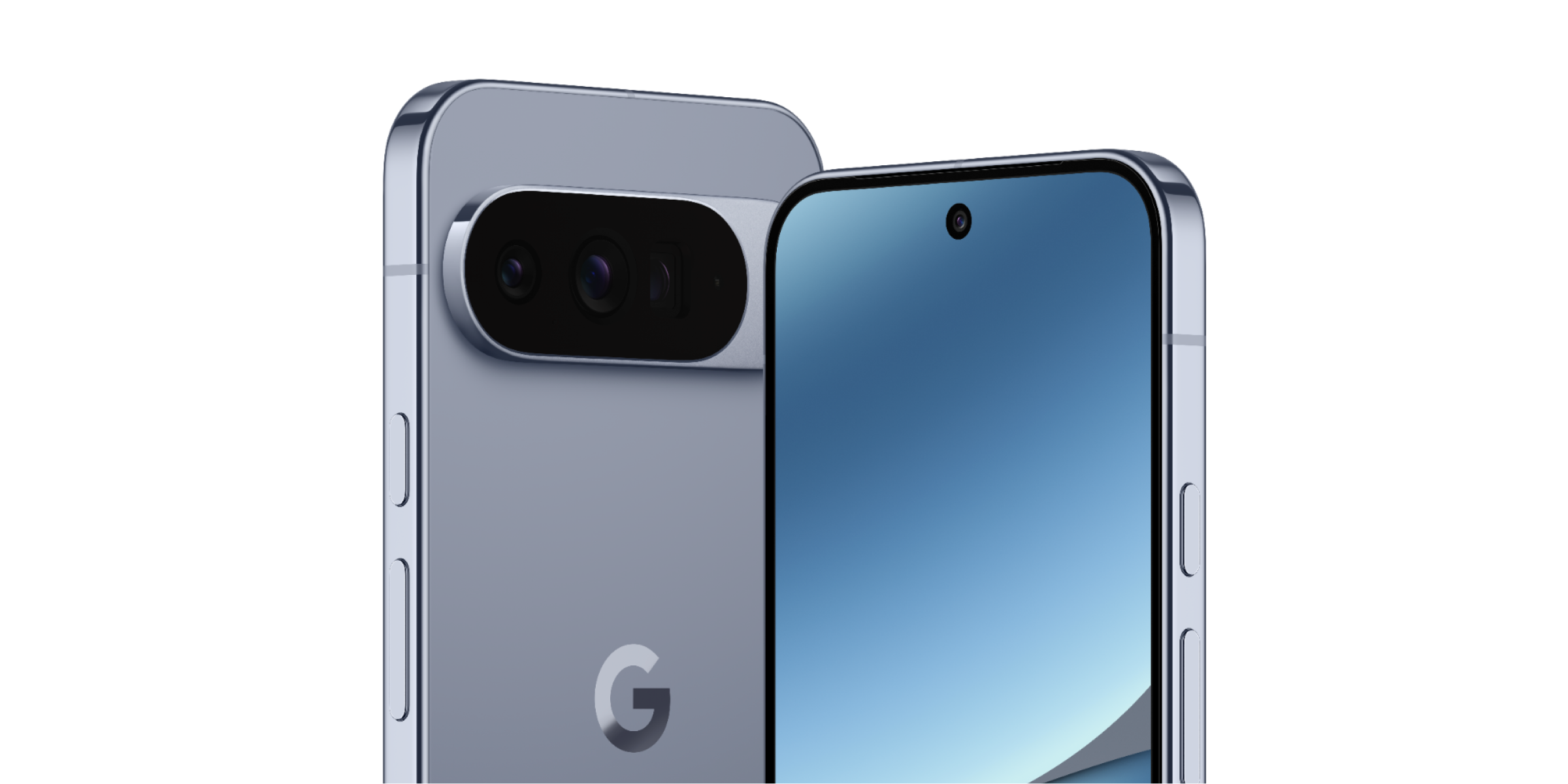Bovenste helft van de Google Pixel 10 Pro XL voor- en achterkant