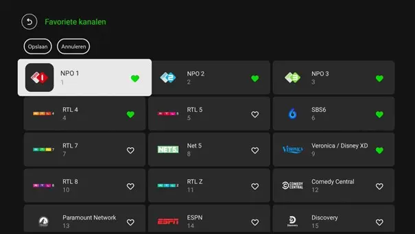 KPN TV+ kanalen zoeken