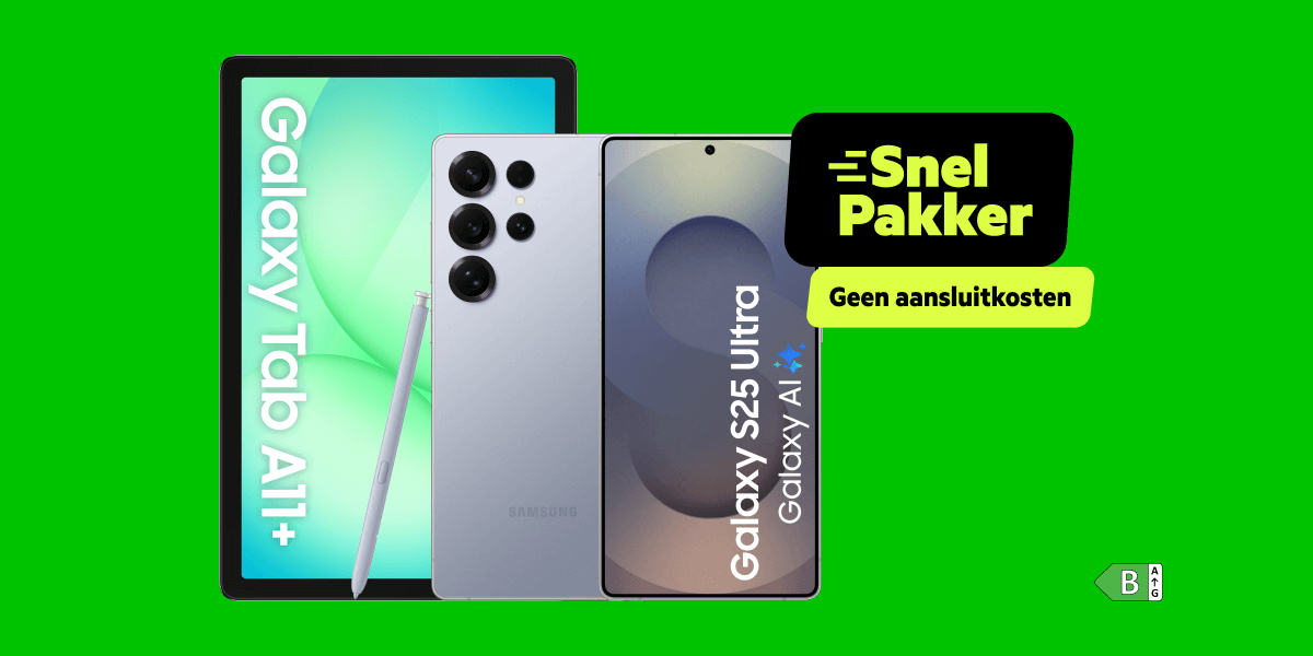 De Samsung Galaxy Tab A11 naast de Samsung Galaxy S25 Ultra