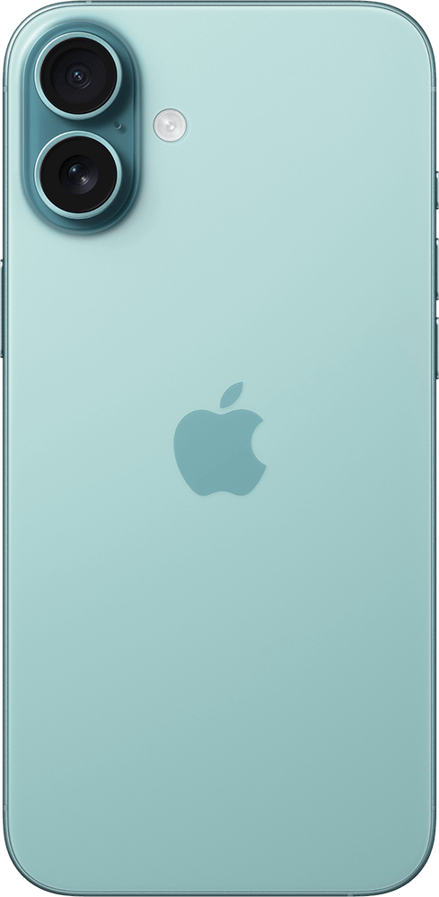 Achterkant van de iPhone 16 Plus Teal