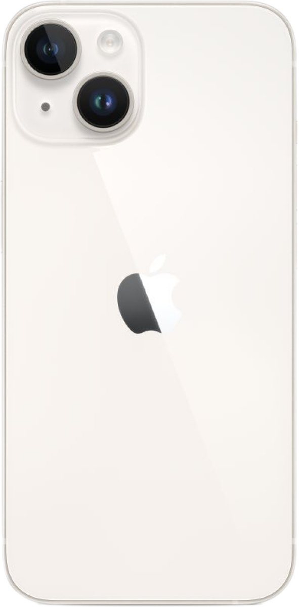 De achterkant van een Apple iPhone 14 Plus wit