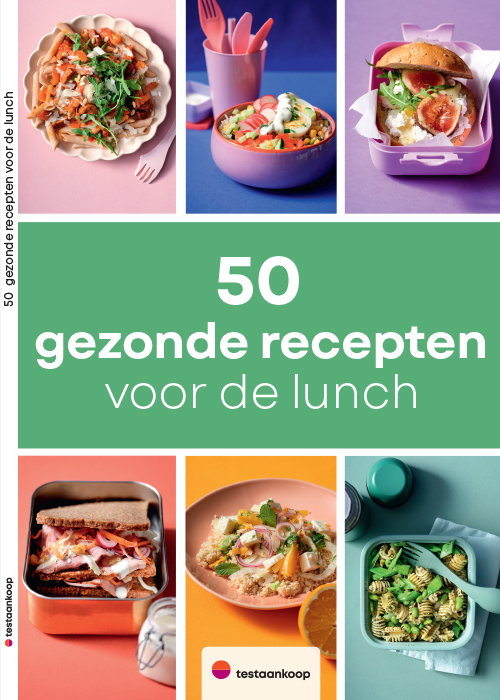 Omslag vand de praktische gids '50 gezonde recepten voor de lunch'