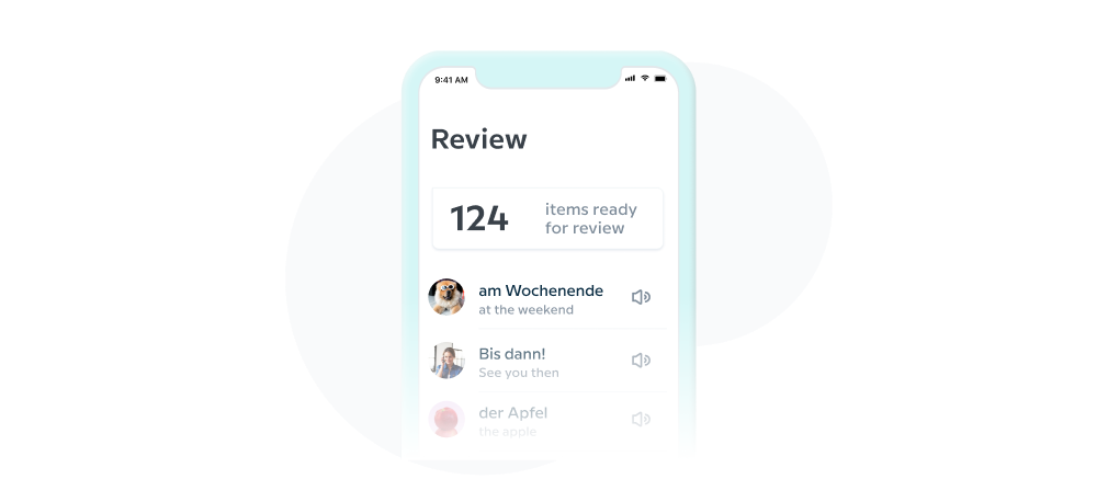 Review vocabulary on Babbel App