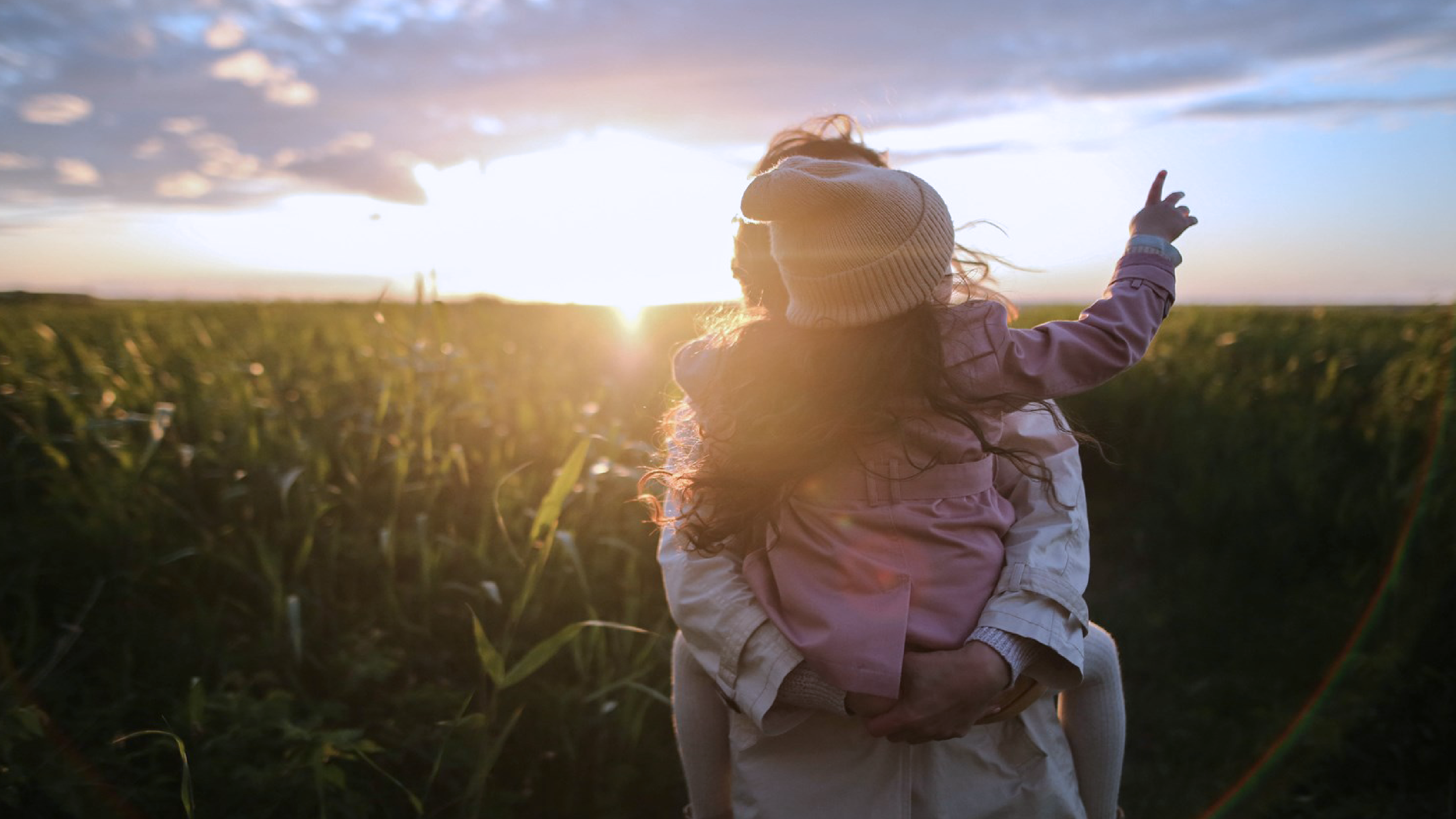 Mother and daughter in the field