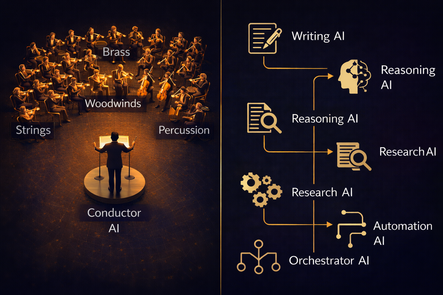 Each AI model plays a different instrument. Orchestration makes them play together.