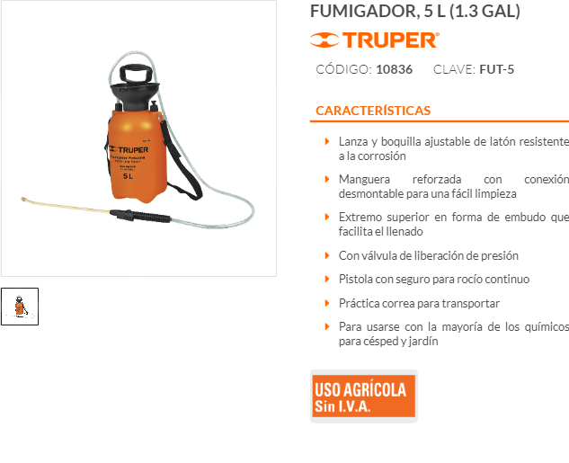Fumigadores (FUMIGAR y SANITIZAR) - Disponible de 1, 2, 5 y 7 lts