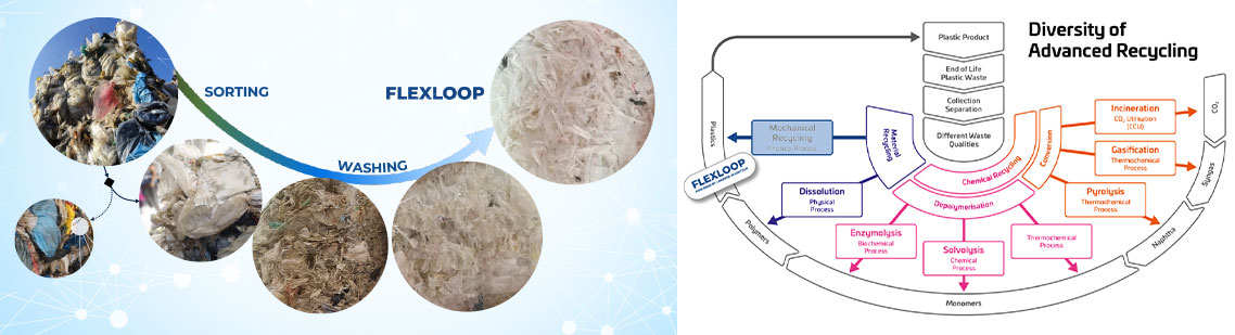 Stages of the plastic sorting and washing process