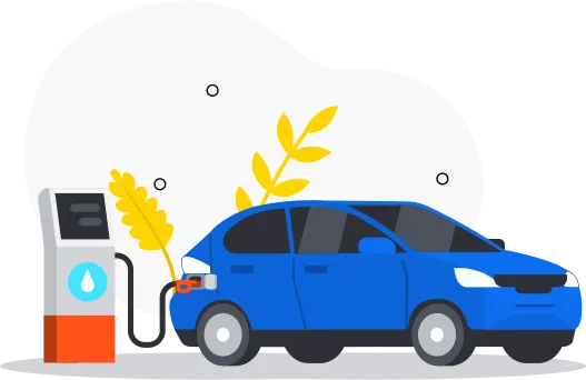 niebieski pojazd tankuje paliwo