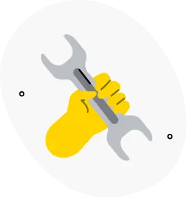 Symbol usług związanych z narzędziami i elementami wsparcia.