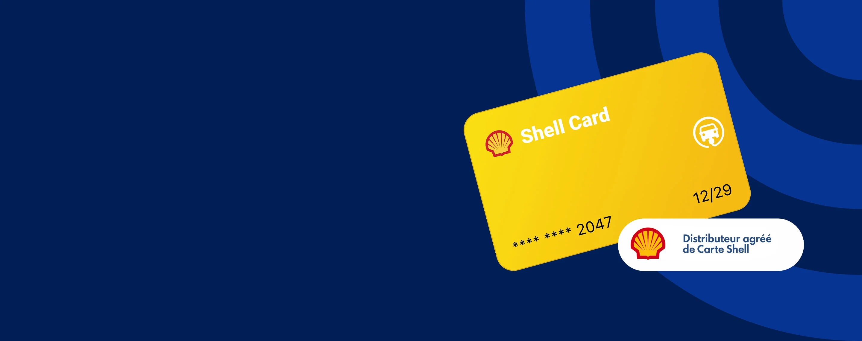 Carte Shell affichée avec des véhicules utilitaires en arrière-plan