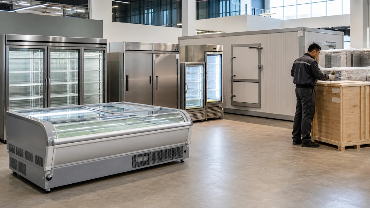 AIGC generated realistic commercial refrigeration export scene