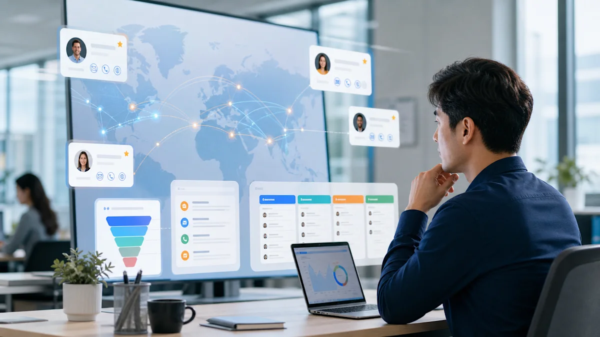 AIGC generated website cover image for a foreign trade AI customer development article